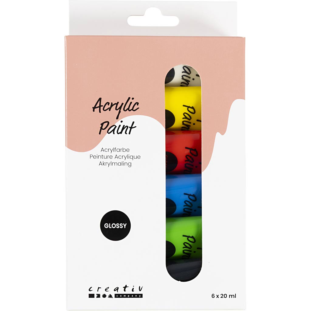 Creativ Company Paint acrylique pour Kidneren Glossy Standard Colors, 6x20ml