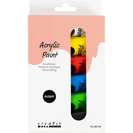 Creativ Company Paint acrylique pour Kidneren Glossy Standard Colors, 6x20ml