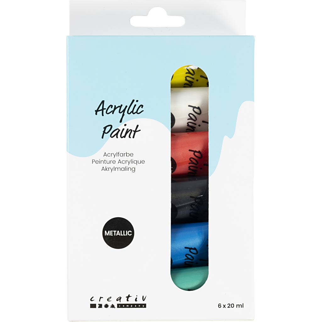 Peinture acrylique A-color métallisée, métallisée, couleurs standards, 6x20 ml 1 boîte