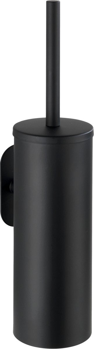 Wenko turbo-loc® porte-brosse de toilette avec couvercle orea acier inoxydable noir mat - brosse de toilette avec support - montage sans perçage - autocollant - 10 ans de garantie