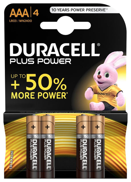 Duracell plus power duralock alcalin aaa lr03 blister a 4 pièces