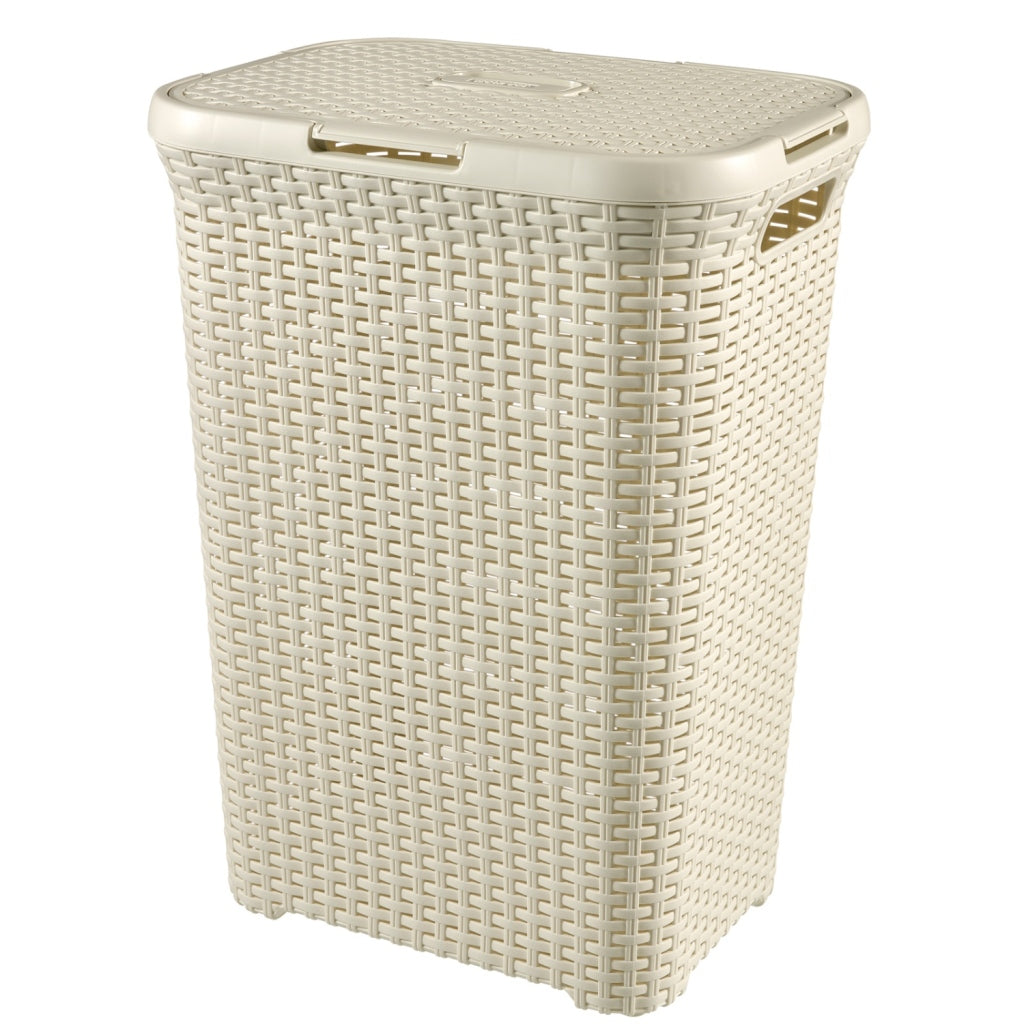 Kosz w stylu curver z pokrywką 60L White