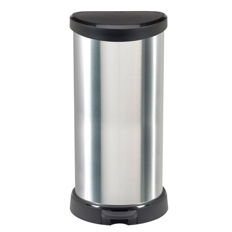 Poubelle à pédale Curver Decobin ovale 40l argent noir