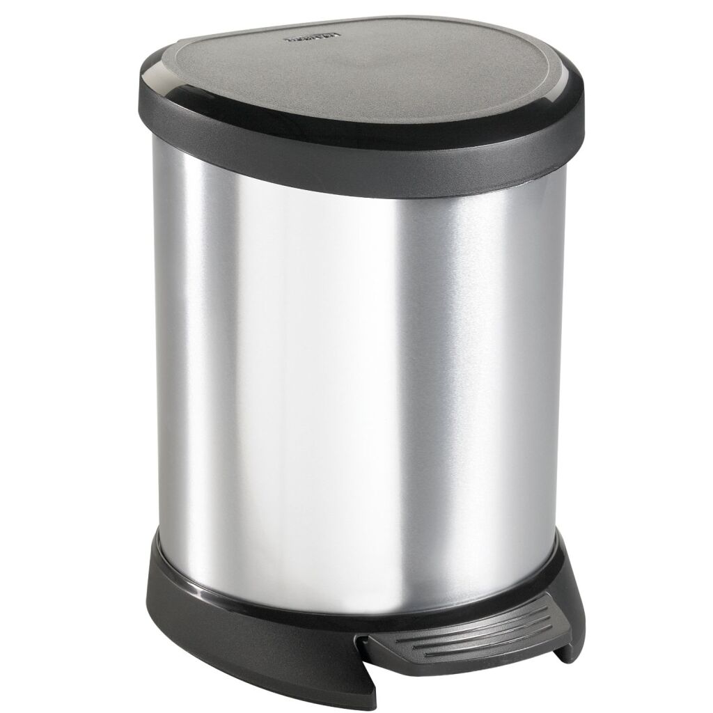 Curver curver decobin oval pedal bin 5l silver svart