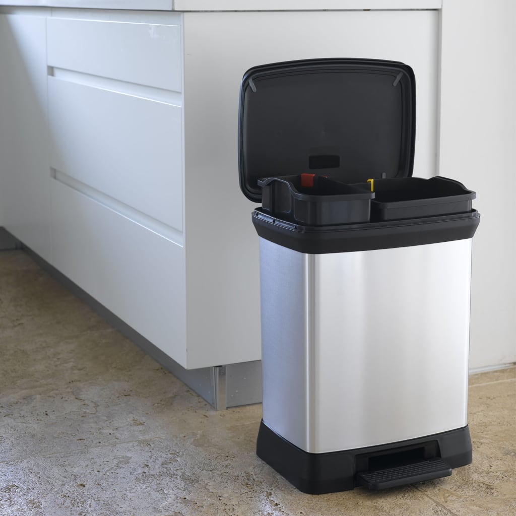 Curver curver pedal bin deco duo 10+18 l silver färgad