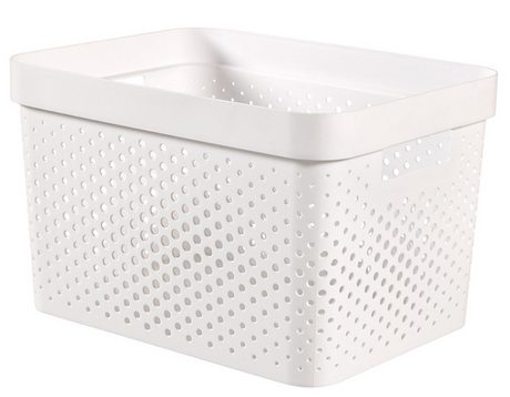 Boîte de rangement Curver Infinity à pois recyclés - 17 litres - blanc