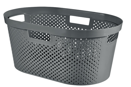 Curver infinity panier à linge recyclé dots - 40 litres - 100% recyclé - gris foncé