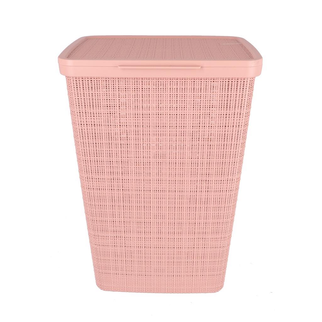 Kurvervaskekurv med låg Jute Look 58L Pink