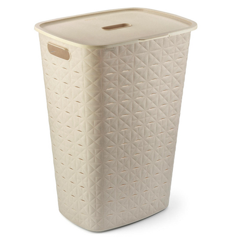 Curver panier à linge softex avec couvercle 56l blanc craie 42x31,6x60cm