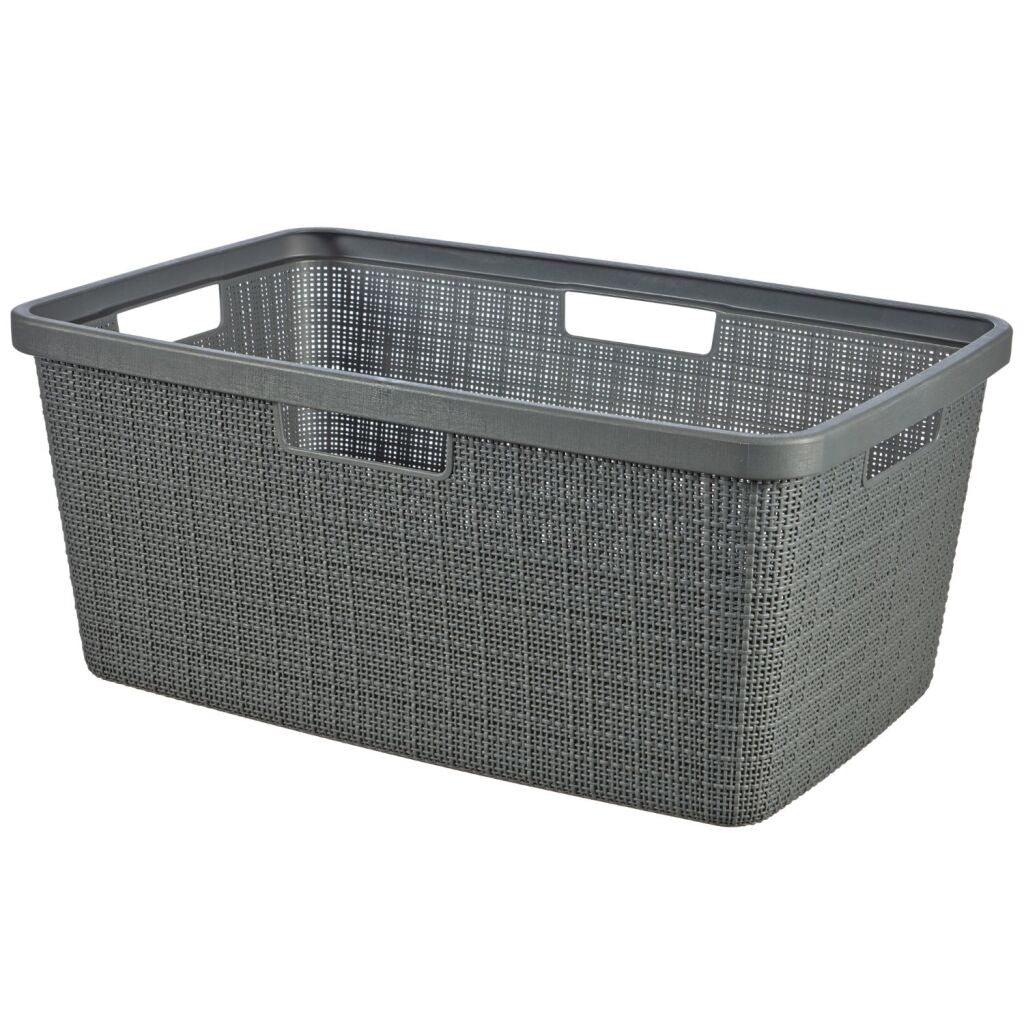 Curver panier à linge aspect jute 46l gris foncé