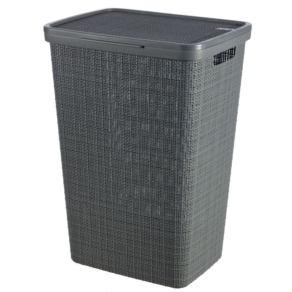 Curver laundry basket with lid jute look 58l dark gray