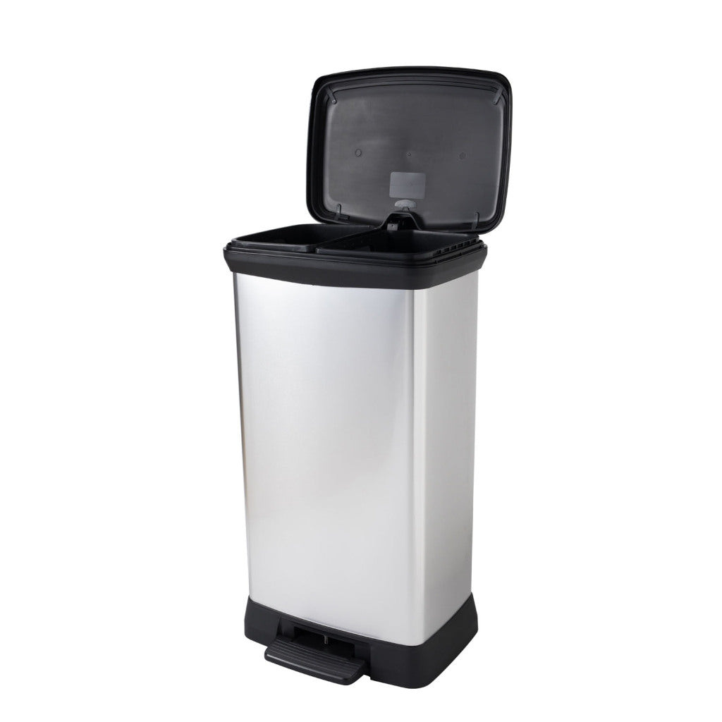 Curver Decobin Duo Pedal Bin 23L + 23L Silver Metallic