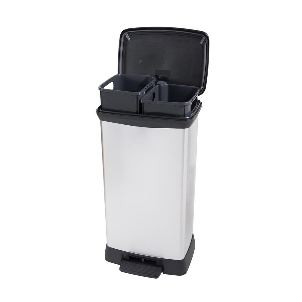 Capanver Dekobin Duo Pedal Bin 23. 23L Sëlwermetall