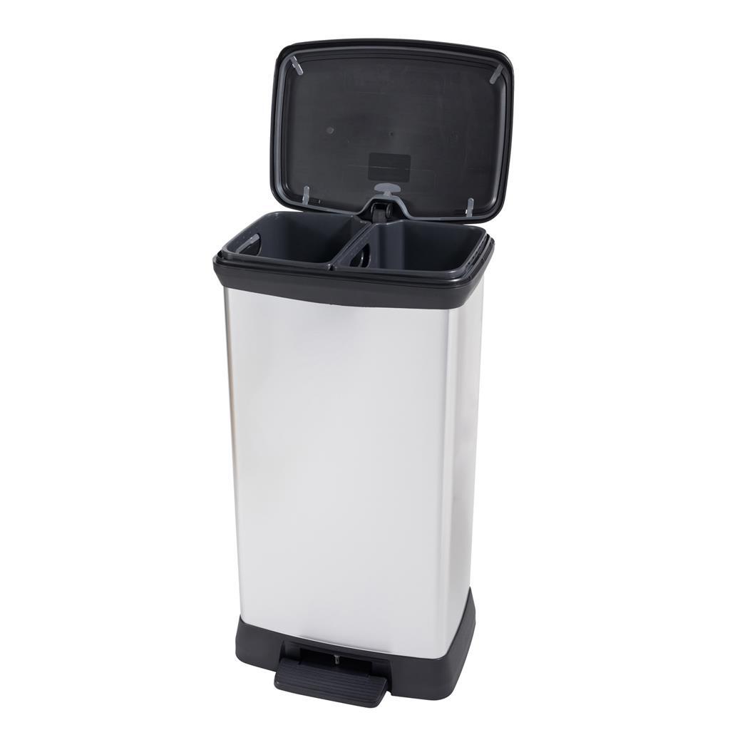 Curver Decobin Duo Pedal Bin 23L + 23L Silver Metallic