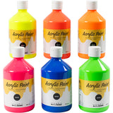 Creativ company peinture acrylique néon, couleurs néon, 6x500 ml 1 boîte