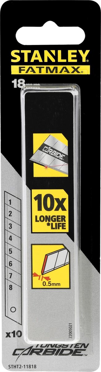 Stanley outils à main couteau de rechange en carbure Stanley 18 mm 10 pièces - stht2-11818
