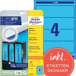 Avery zweckform ordnerrugetiket avery 192x61mm blauw 20 vel 4 etiketten per vel