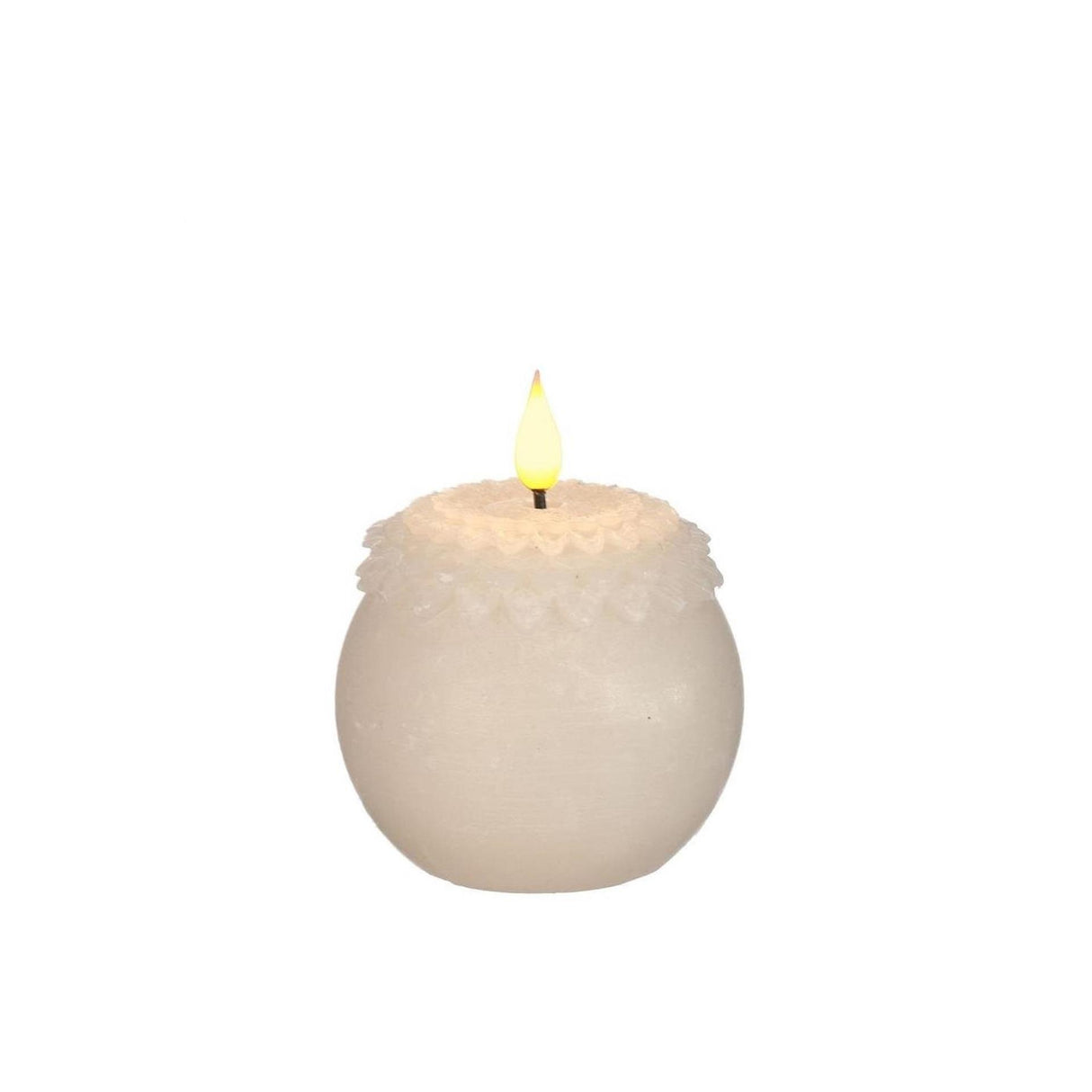 Idées 4 saisons bougie led cire fleur perle crème ø9xh12cm