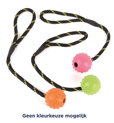 Balle de jouets durs pour animaux de compagnie heureux cloutée sur du caoutchouc de corde