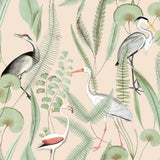 Papier peint pour les mammases néerlandais crème flamants et menthe colorés