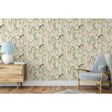 Papier peint pour les mammases néerlandais crème flamants et menthe colorés