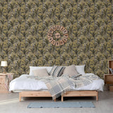 Dutch Wallcoverings Dutch Wallcoverings Wallpaper Palm Trees Gold and Black