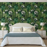 Dutch Wallcoverings Dutch Wall Coverings Wallpaper Eden Nero e verde scuro