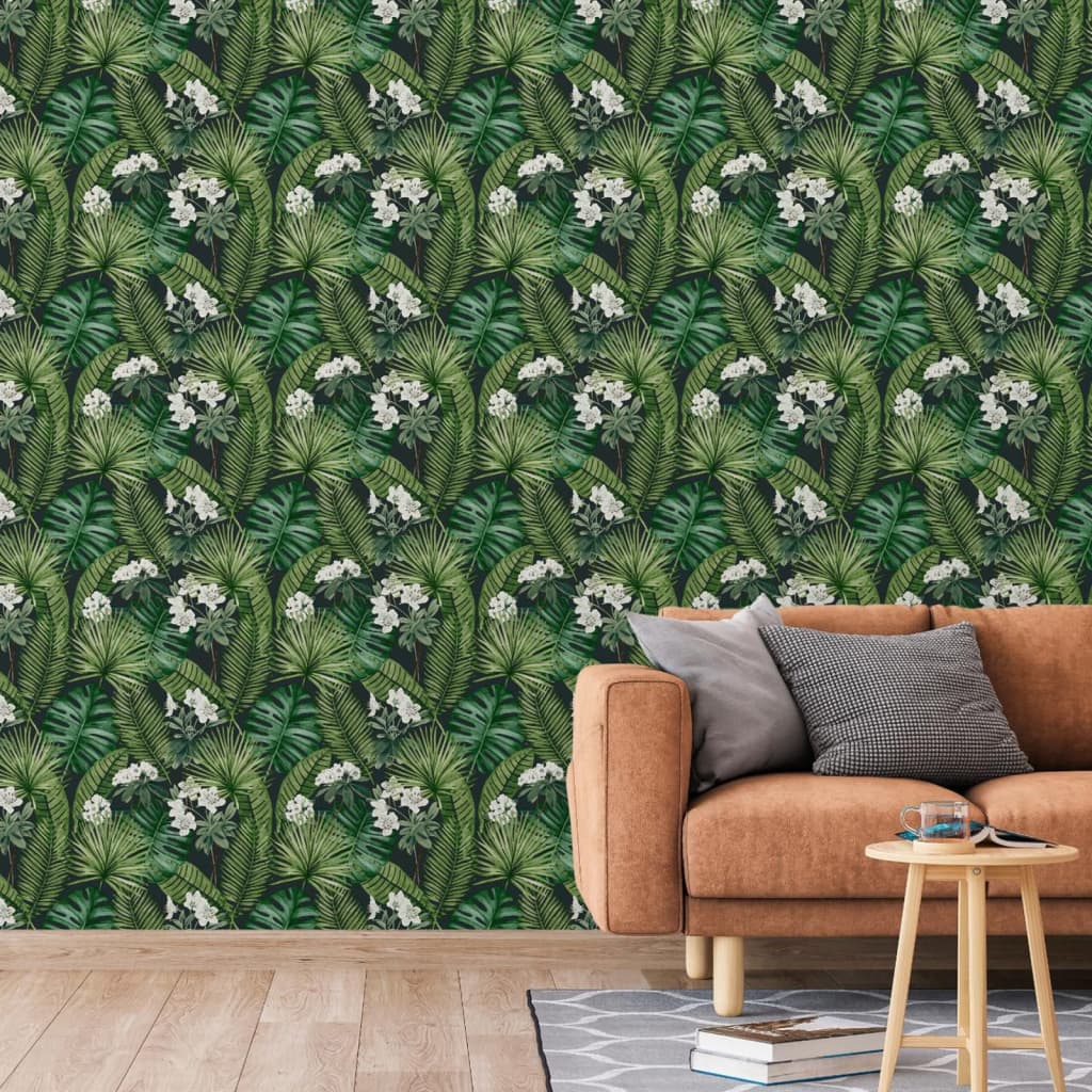 Dutch Wallcoverings Dutch Wall Coverings Wallpaper Eden Nero e verde scuro