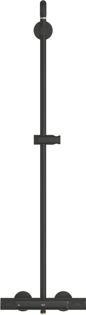 Système de douche Grohe vitalio joy 260 avec thermostat cooltouch - douche de tête 260 mm avec 3 jets et douchette à main 110 mm avec 3 jets - économie d'eau - montage mural - noir mat