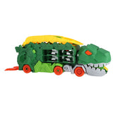 Jouets dinosaures transporteur Kiddygo sans marque avec 2 voitures moulées sous pression et piste de course.