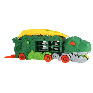 Jouets dinosaures transporteur Kiddygo sans marque avec 2 voitures moulées sous pression et piste de course.