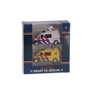 Véhicule de service d'urgence moulé sous pression Rapid Wheels 2 pièces assorties