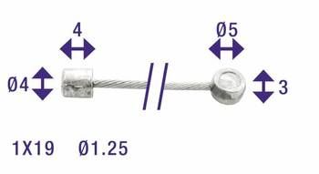 Elvedes Schakel Binnenkabel 2250 mm de acero inoxidable Ø1.25 mm N T-Nippel