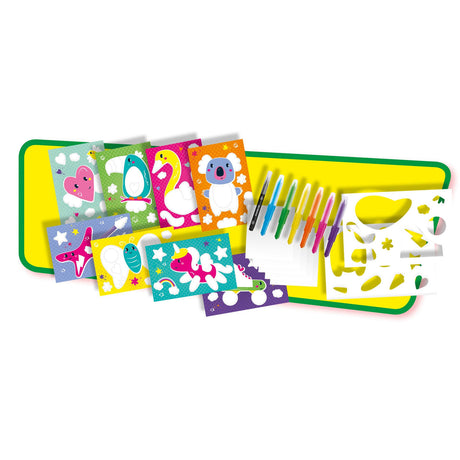 Ses creative – souffler des graffitis à l'aérographe – coffret de bricolage créatif à partir de 6 ans – comprenant 6 stylos aérographe, un marqueur noir, des pochoirs et des pages à colorier