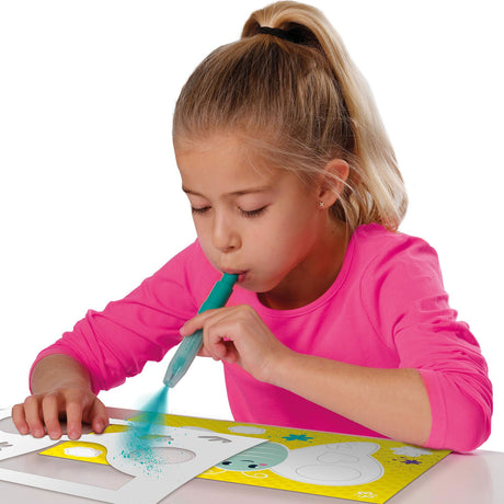 Ses creative – souffler des graffitis à l'aérographe – coffret de bricolage créatif à partir de 6 ans – comprenant 6 stylos aérographe, un marqueur noir, des pochoirs et des pages à colorier