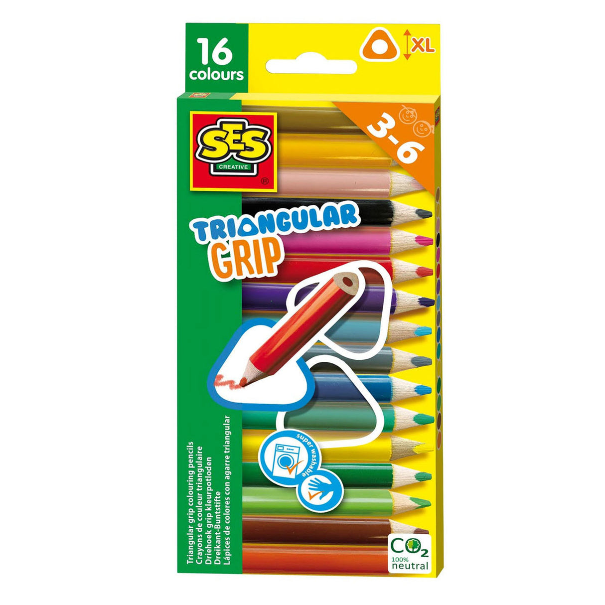 SES triangle grip colored pencils, 16st.