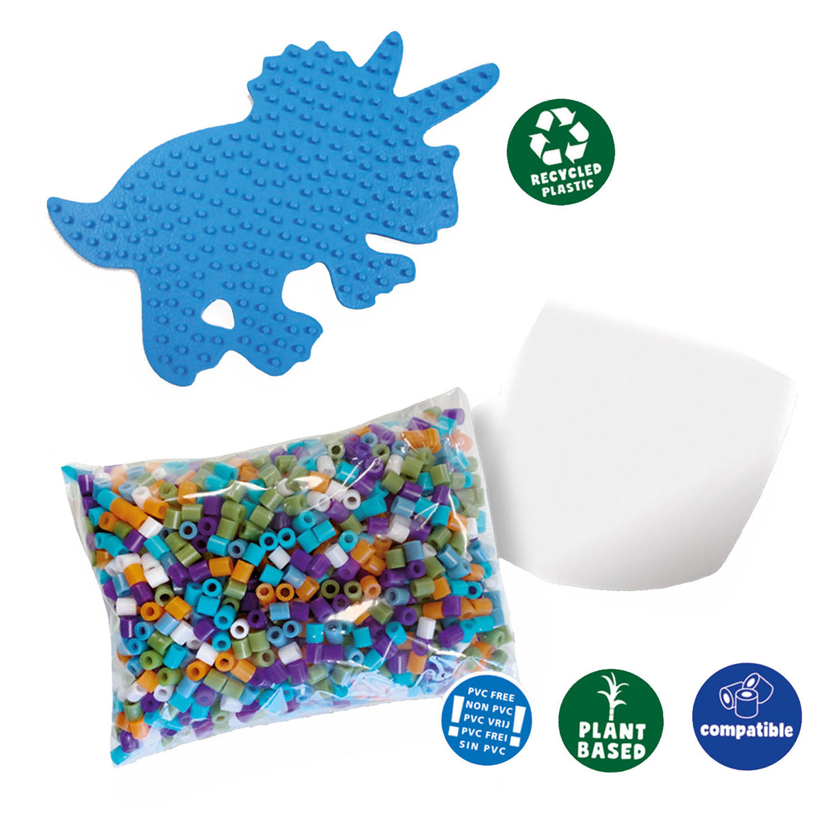 SES Green Beedz String Bead Set Triceratops dino