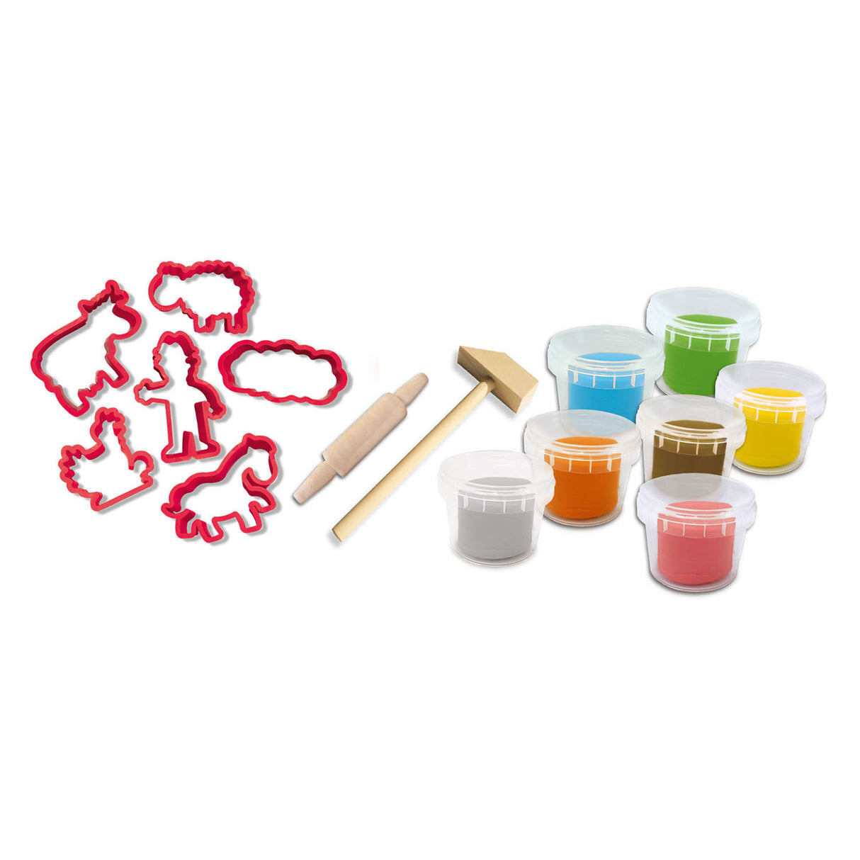 Ses creative - mon premier - méga set d'argile - outils et formes d'argile - argile sans gluten aux couleurs vives - ne sèche pas - thème ferme - avec rouleau à pâtisserie et marteau en bois