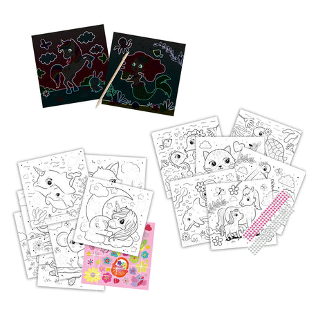 Ses creative ses biche livre de coloriage paillettes 3 en 1