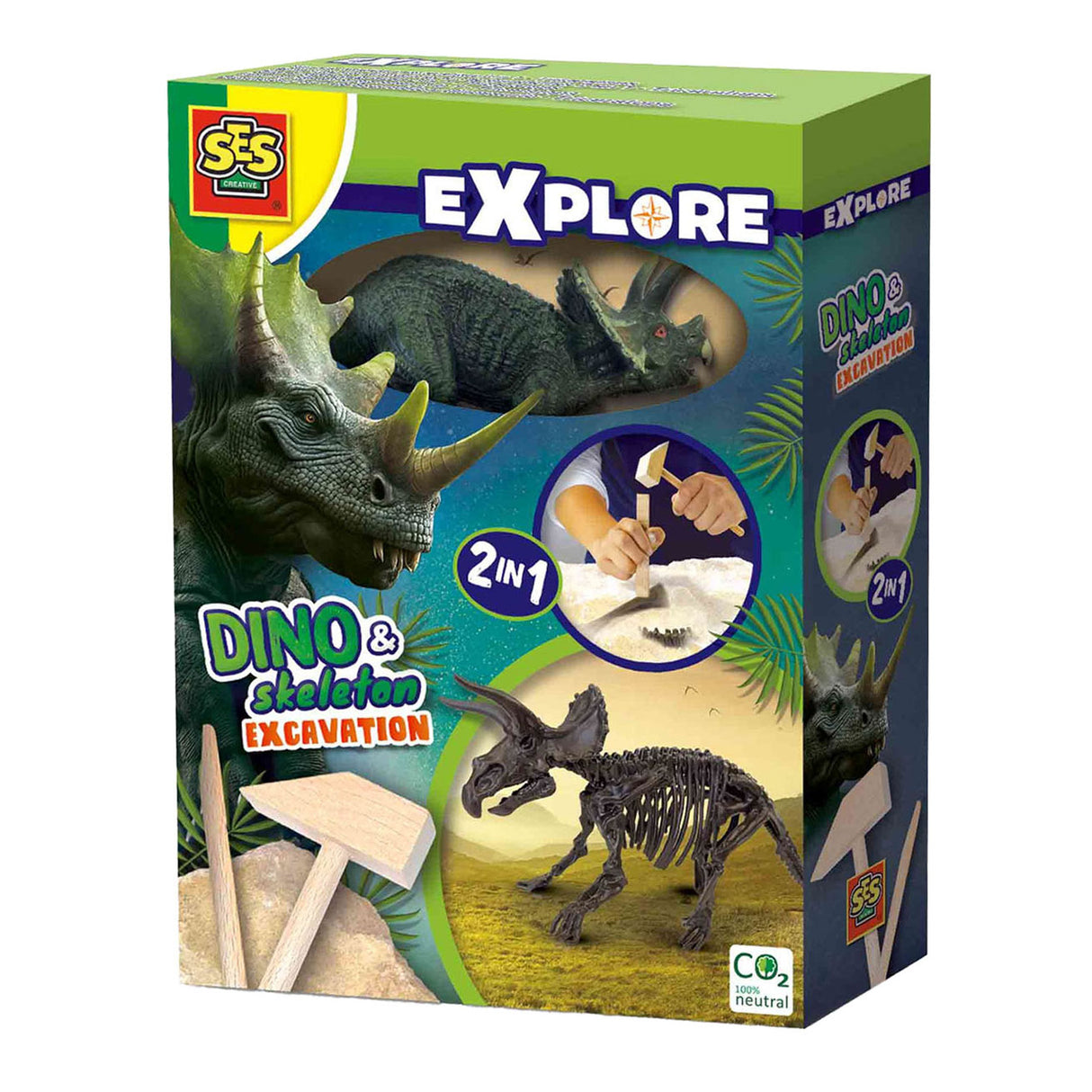 SES Explorez Dino et Squelette excavé 2in1 - Triceratops