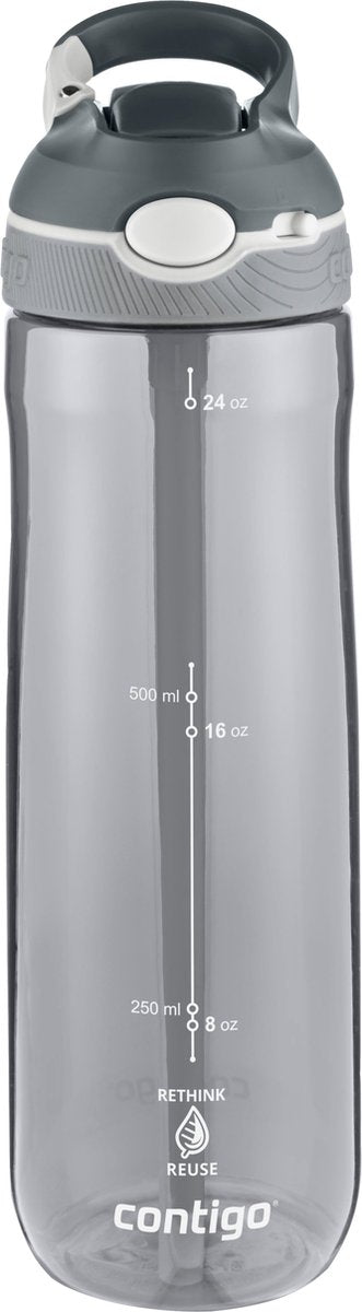 Bouteille d'eau Contigo Ashland à bec automatique avec paille | grande gourde sans BPA de 720 ml | bouteille de sport | gourde étanche | idéal pour l'école, la salle de sport, le vélo, la course, la marche | fumée