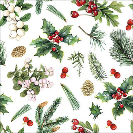 Serviette Ambiente 33cm verdure d'hiver blanc