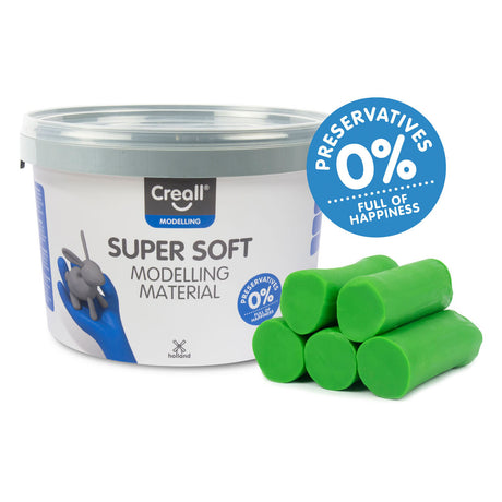 Pâte à modeler Creall supersoft - verte - seau refermable - 1750 grammes - sans gluten - fabriquée aux Pays-Bas