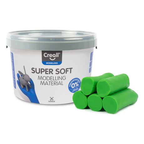 Pâte à modeler Creall supersoft - verte - seau refermable - 1750 grammes - sans gluten - fabriquée aux Pays-Bas