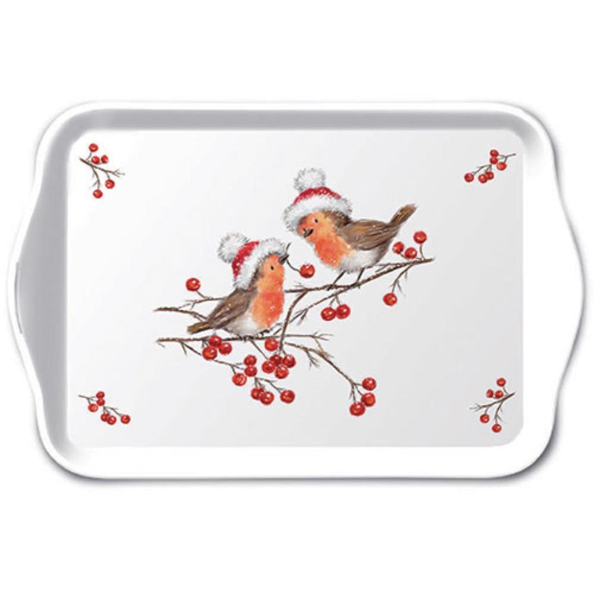 Plateau d'ambiance 13x21cm Rouges-gorges de Noël