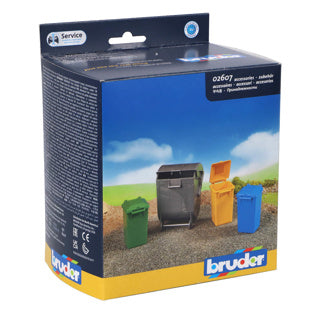 Bruder bworld - ensemble de poubelles - 3 petites et 1 grande poubelle - échelle 1:16