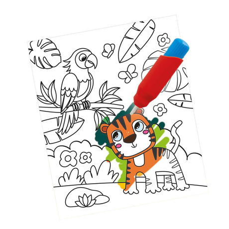 Ses coloriages à l'eau - en voyage