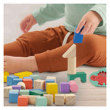 Six blocs de construction en bois dinosaures, 50 pcs.