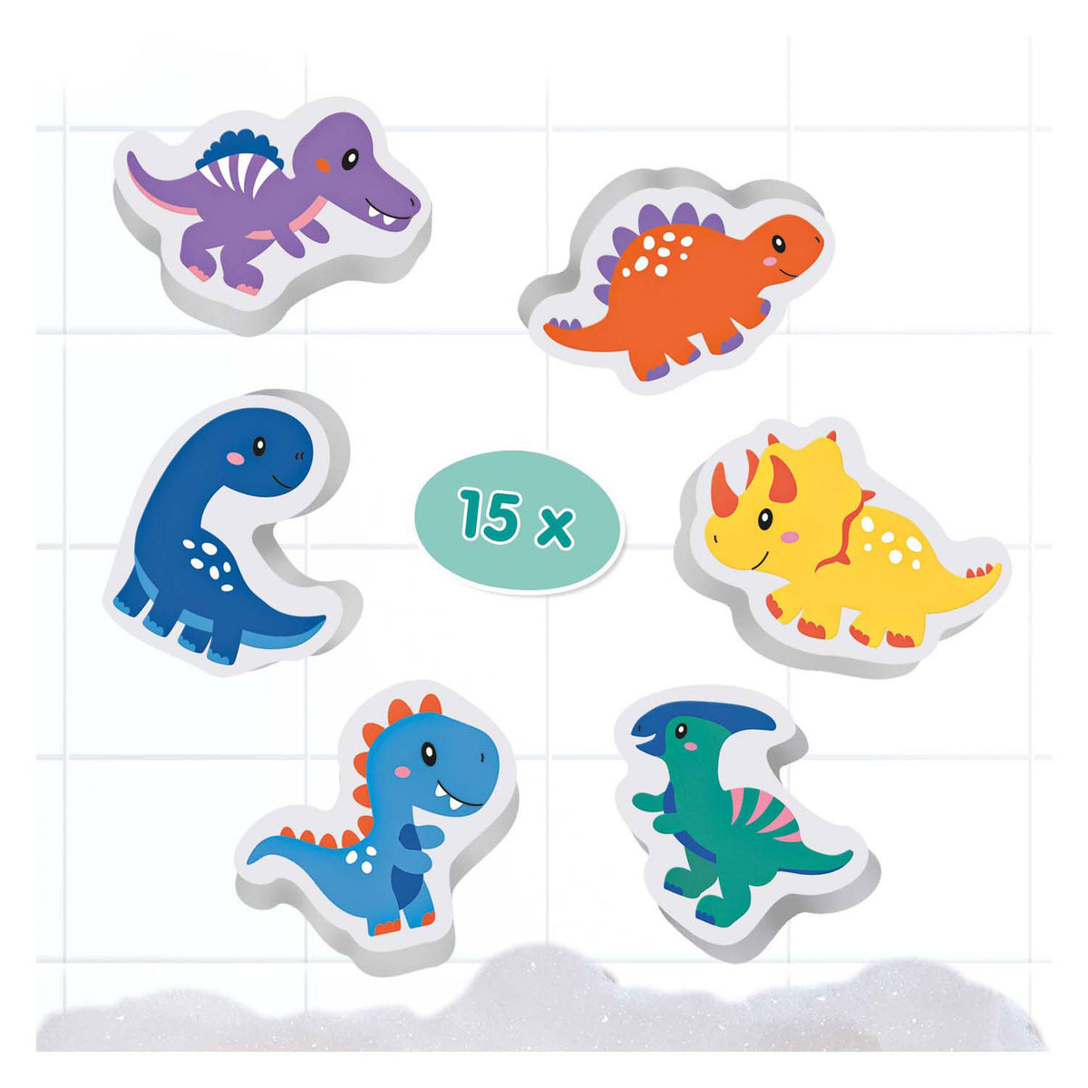 Ses creative - petits talents - ensemble de dinosaures pour le bain - dinosaures en mousse - coller sur carrelage mouillé - stimule l'imagination - jouets de bain sûrs - jeu créatif - jouets dinosaures