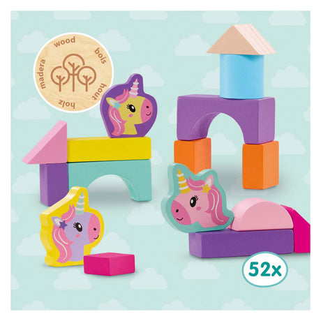 Ses blocs de construction en bois licorne, 52 pcs.